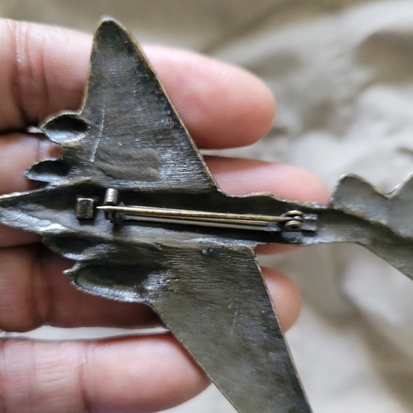 VTG Banana Republic military Jumpsuit shoulder pads and airplane pin - Picture 14 of 15